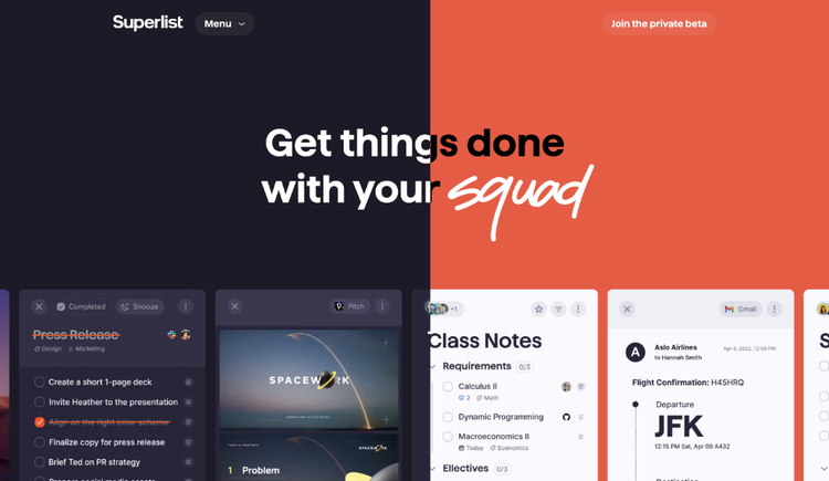 Superlist is an example of a website that can inspire your website design.