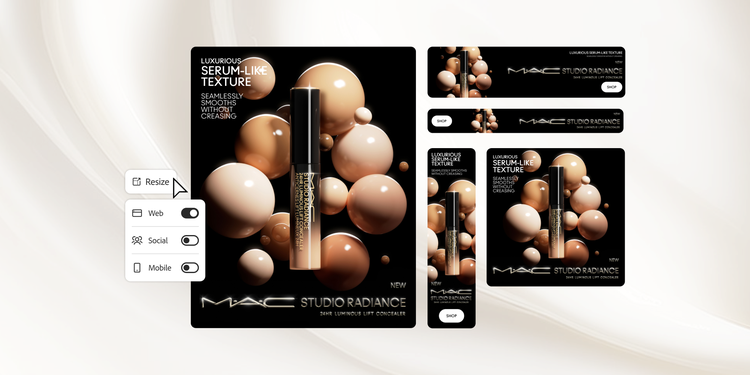 Images illustrant des produits de la gamme Studio Radiance de M•A•C Cosmetics