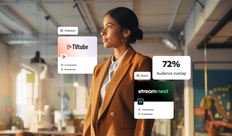 Image illustrant comment Adobe connecte les données des éditeurs et des marques pour stimuler la croissance dans un paysage médiatique fragmenté.