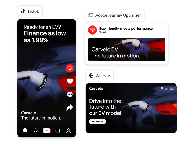 https://main--da-bacom--adobecom.aem.page/assets/videos/products/genstudio-for-performance-marketing/media_1d00c027738382a611e74fe427c70614134d9e31b.mp4#_autoplay1 | Publicité TikTok générée par l’IA, bannière publicitaire de site web et e-mail envoyé via Adobe Journey Optimizer