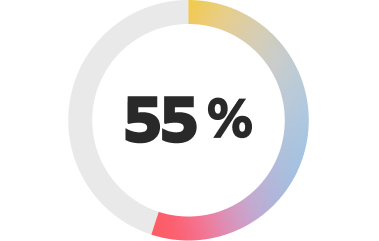 Graphique en anneau indiquant 55 %