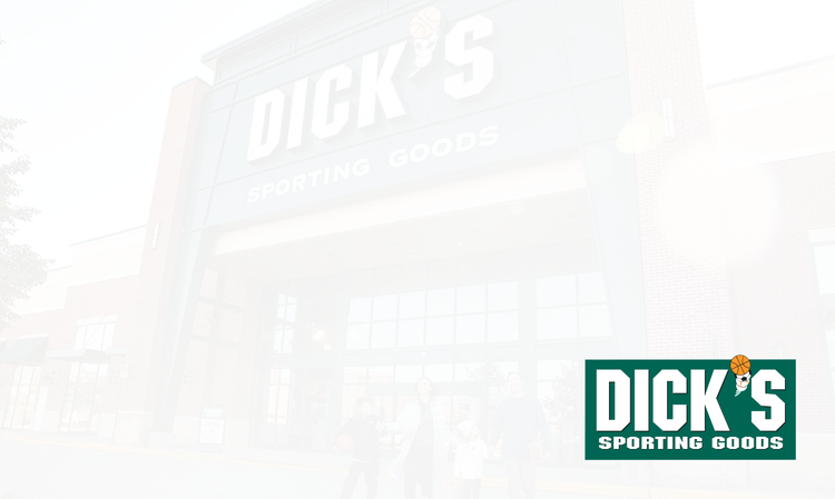 background image of screened Dick's storefront and logo