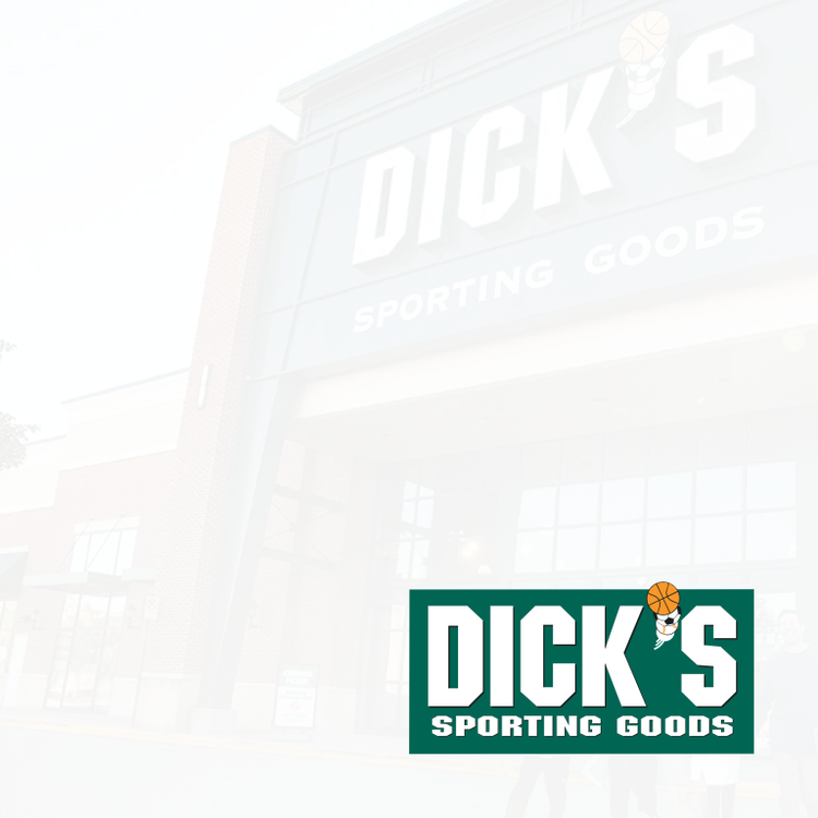 background image of screened Dick's storefront and logo