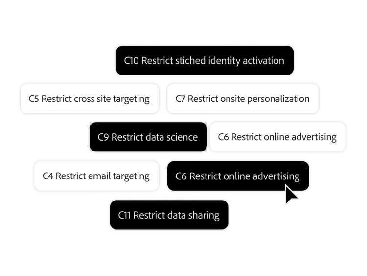 Multiple data use restriction tags being selected