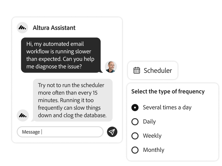 An image showing the support provided by Adobe Campaign Managed Cloud Services team.