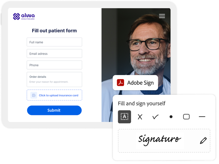 A digital patient form with digital e sign