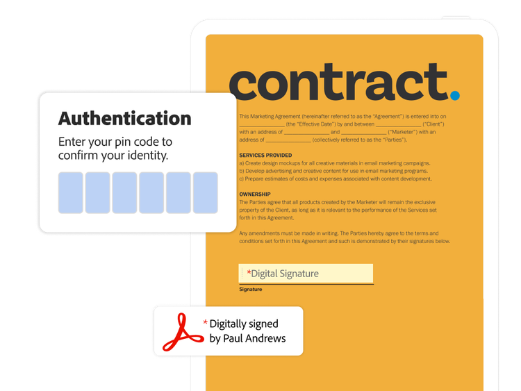 Contract with prompt to authenticate with a PIN