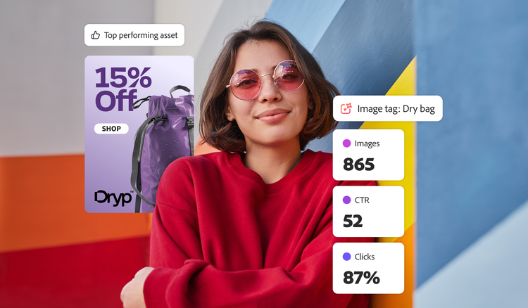 Marketer reviewing performance metrics for an outdoor gear ad.