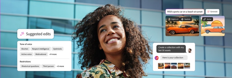 使用生成式 AI 建立影像資產集合、建議內容編輯以及產生新影像