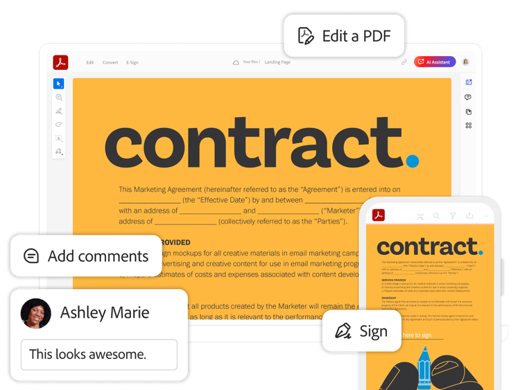 Contract with users adding comments, editing, and signing