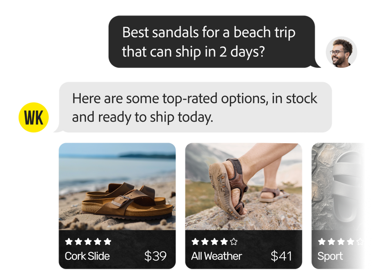 Generative AI chat providing customer with product recommendations