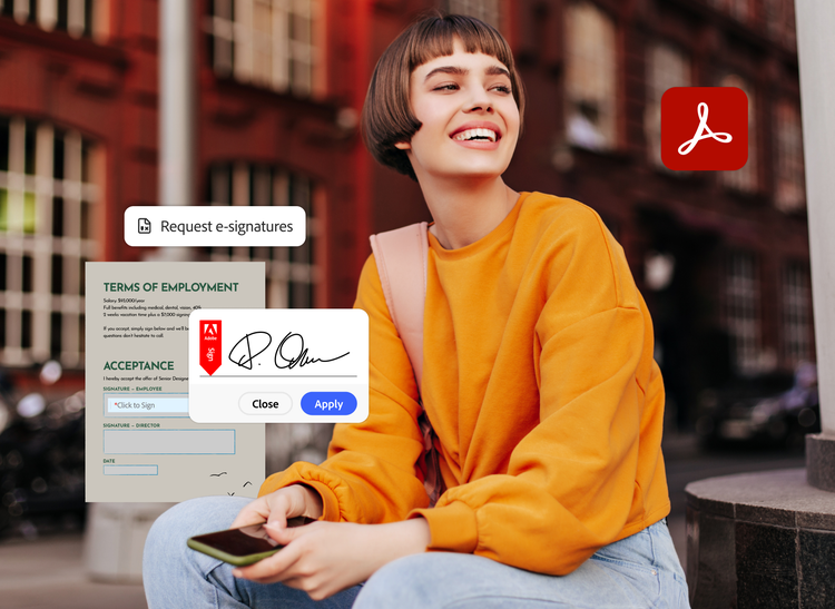 Customer with request to sign agreement and corresponding e-signature