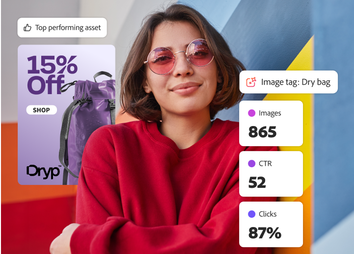 Marketer reviewing performance metrics for an outdoor gear ad.
