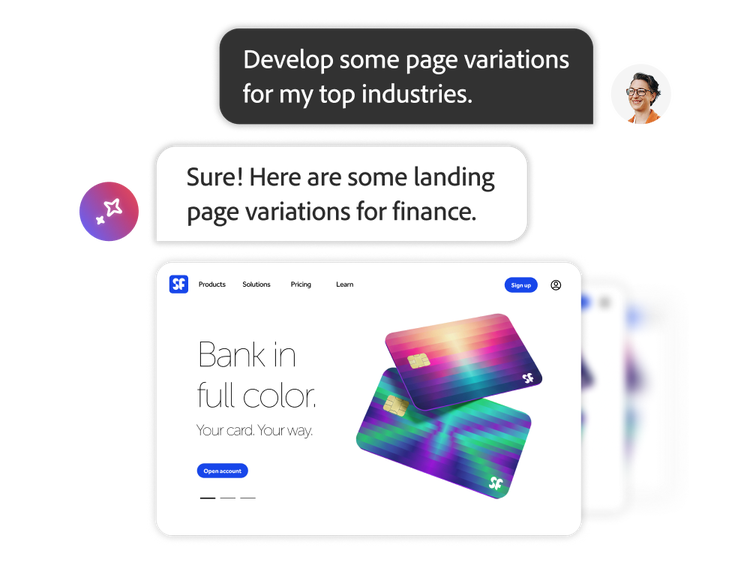 Experience Manager agents optimizing a marketing experience.