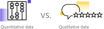 Infographic showing quantitative vs. qualitative data.