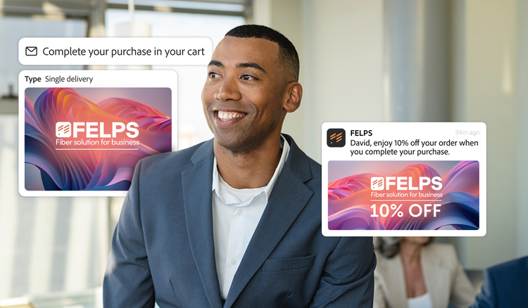 A customer receiving personalized offers over email and social media