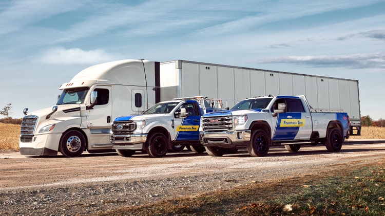 Photo of Fountain Tyre commercial service trucks and fleet vehicles.