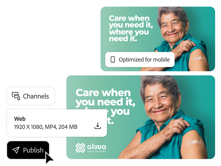 Generative AI resizing healthcare asset for different channels