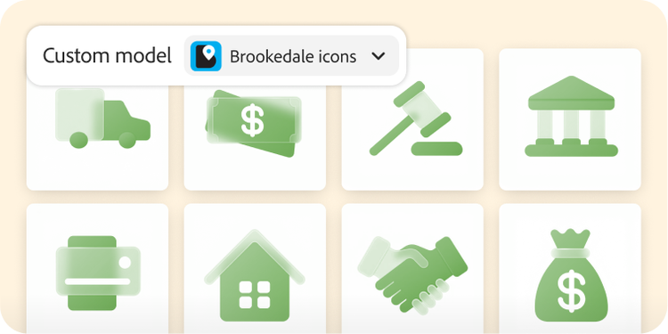 A set of customised brand icons in green