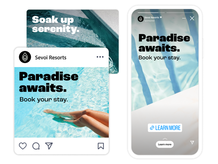 Selection of resort ads across different platforms
