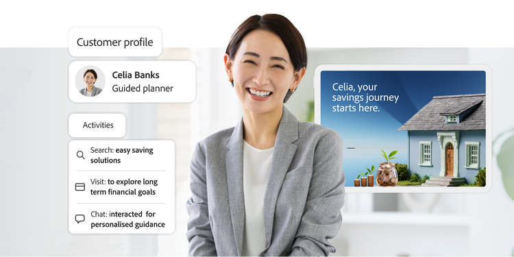Mobile banking interface promoting guided planning, expert advice, and personalized savings goals for customer wellness growth.