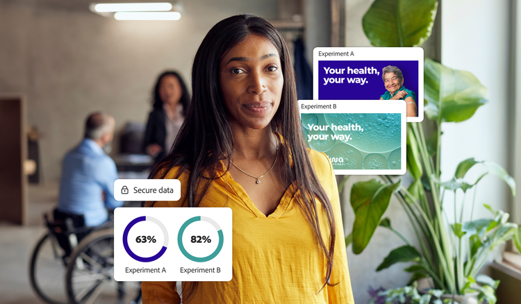 Patient with two personalized healthcare experimentation ads and their respective metrics