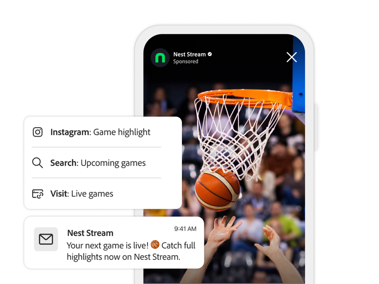 Un appassionato di sport riceve offerte di merchandising personalizzate grazie alle capacità di Adobe di personalizzare e generare engagement in tempo reale.