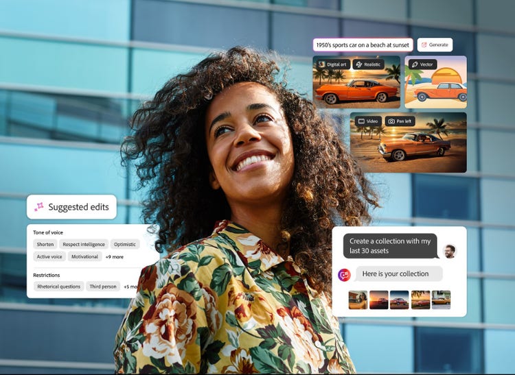 Generative KI wird eingesetzt, um eine Sammlung von Bild-Assets zu erstellen, Content-Bearbeitungen vorzuschlagen und neue Bilder zu generieren, Picture