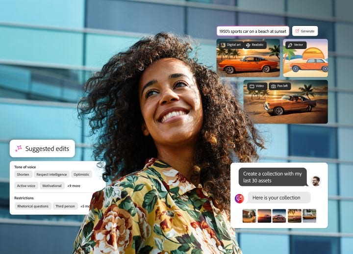 Generative KI wird eingesetzt, um eine Sammlung von Bild-Assets zu erstellen, Content-Bearbeitungen vorzuschlagen und neue Bilder zu generieren, Picture