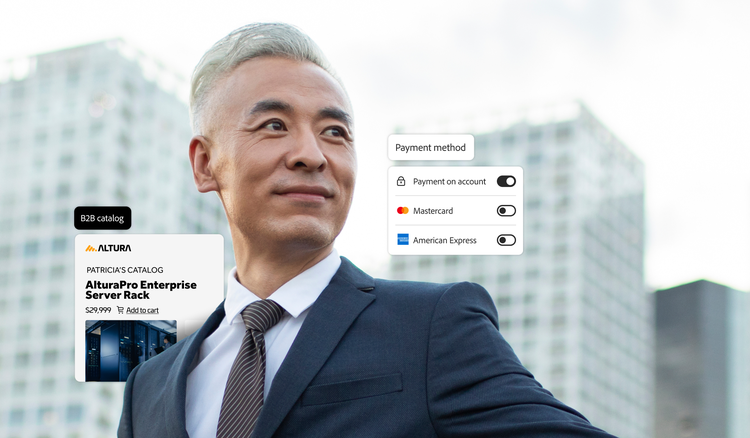 Un marketer con un catalogo personalizzato e opzioni di acquisto semplici