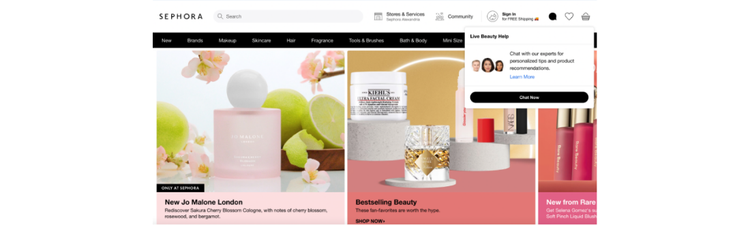 Sephora is an example of how a website engages with visitors