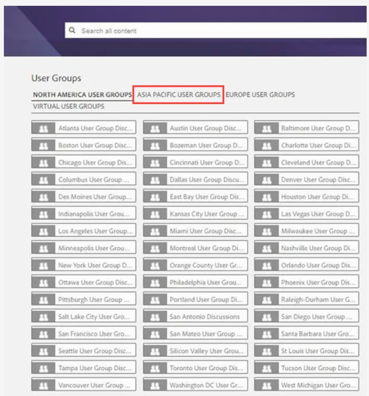 nation.marketo ASIA PACIFIC USER GROUPS tab screenshot