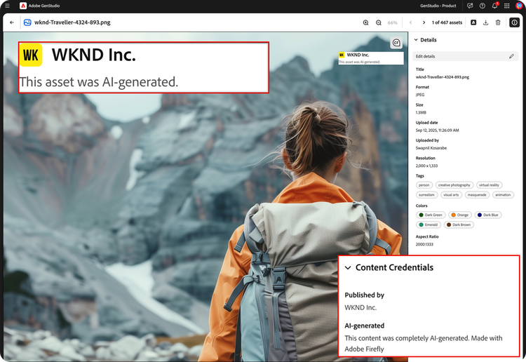 Adobe Firefly AIで生成されたアセットのContent Credentials