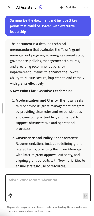 プロンプトに応答するAIアシスタントのインターフェイスのスクリーンショット：