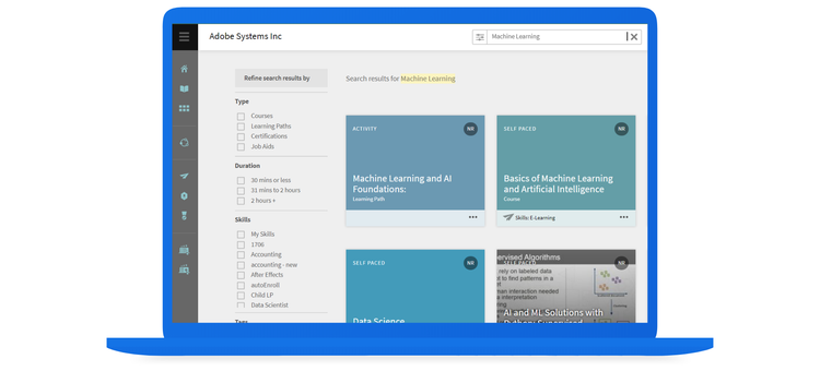 Adobe Learning Managerは、AIを活用してコースを強調表示