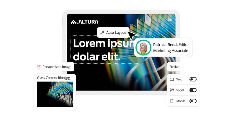 マーケターがパーソナライズされたコンテンツを作成できるユーザーインターフェース要素。