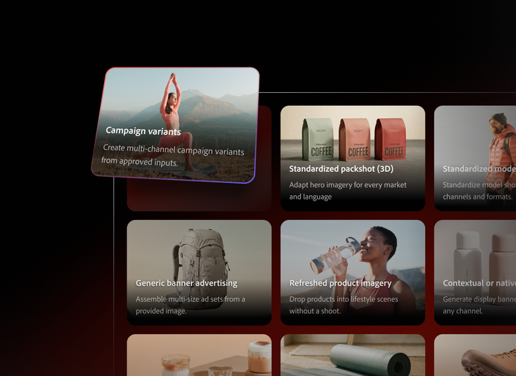 Adobe Fireflyがアセットのバリエーションを生成している。