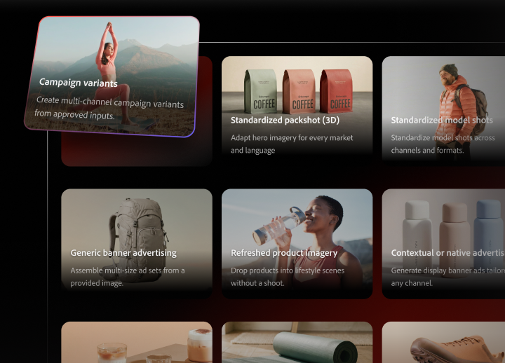 Adobe Fireflyがアセットのバリエーションを生成している。