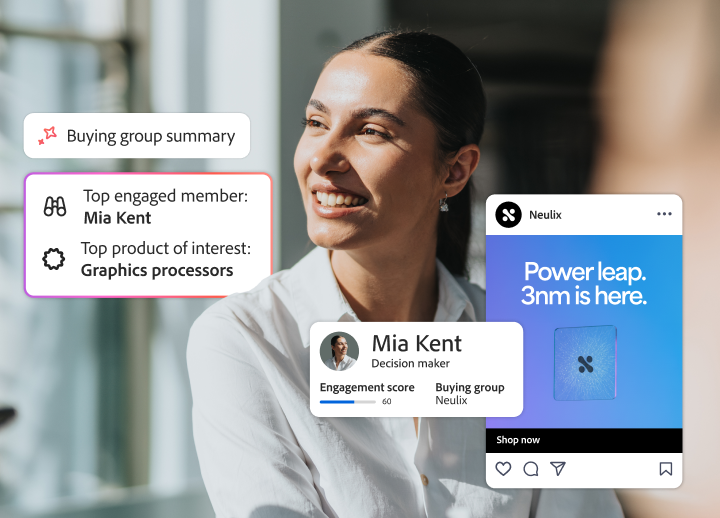 고객 상호작용과 성과 지표를 추적하는 차트, 그래프, 데이터 시각화를 보여주는 Adobe Customer Journey Analytics B2B Edition의 대시보드 화면