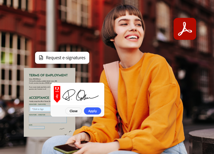 Cliente con una solicitud para firmar un acuerdo y la firma electrónica correspondiente
