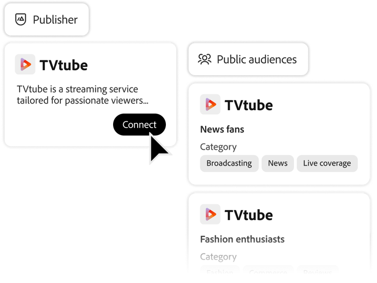 Publisher profile card with audience details and categories
