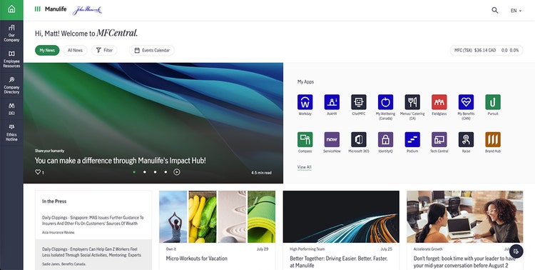 Bild des Manulife-Intranets