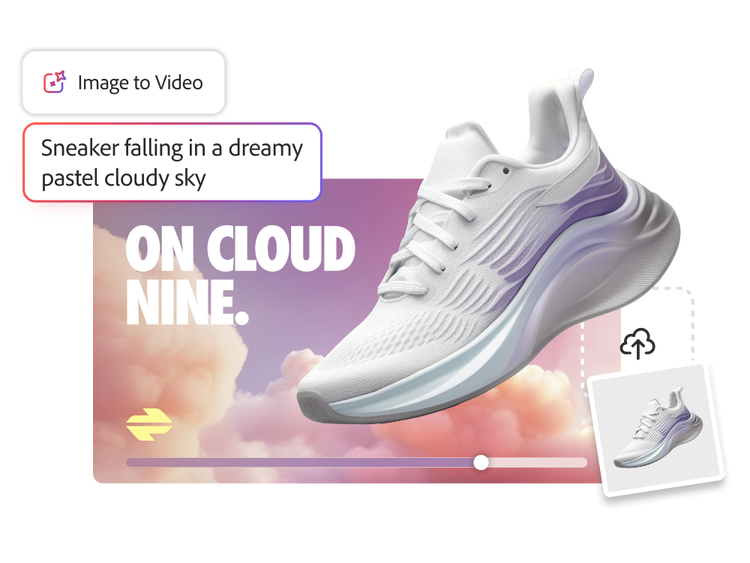 Bild eines weißen Sneakers, das zur Generierung eines Videos mit Firefly verwendet wird.