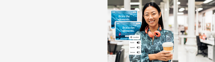A marketer localizes a website to French with a single click