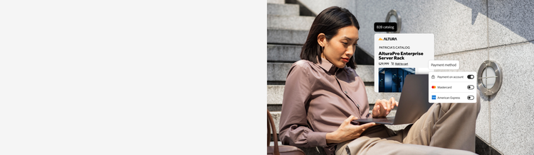A B2B customer shopping from her personal catalog and paying through her account