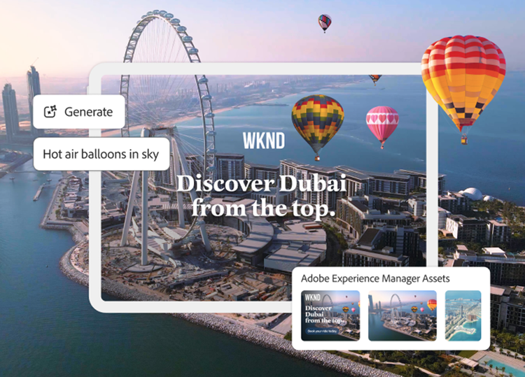 Travel ad created using generative AI and Adobe Experience Manager Assets