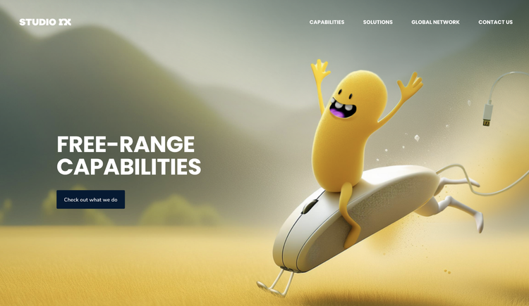 Website marquee with a yellow cartoon character riding a computer mouse like a bucking bronco.