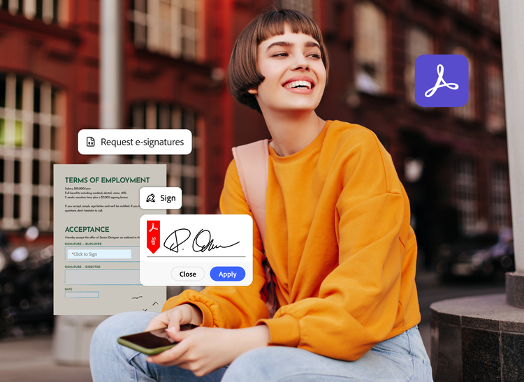 Cliente con una solicitud para firmar un acuerdo y la firma electrónica correspondiente