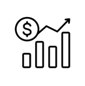Bar graph trend-line icon.