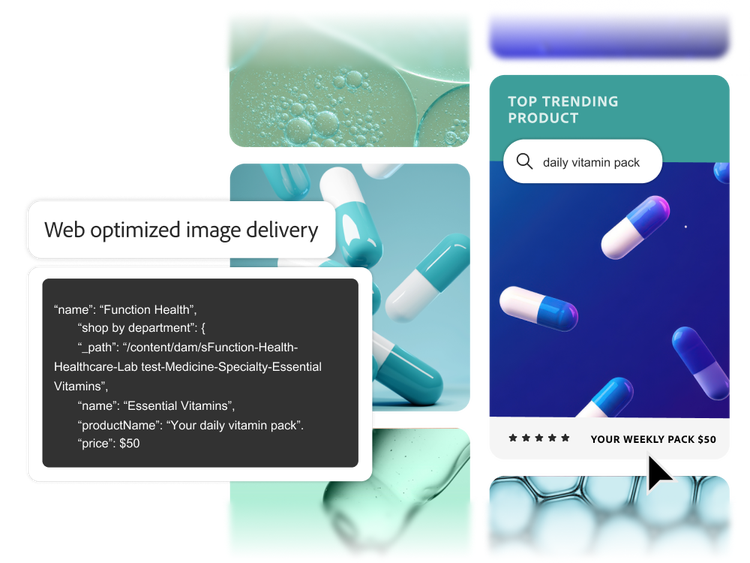 Code snippet optimising web delivery for a medical web experience